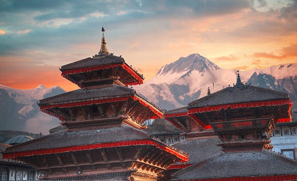 Buddhist monks at prayer in a serene Nepalese monastery