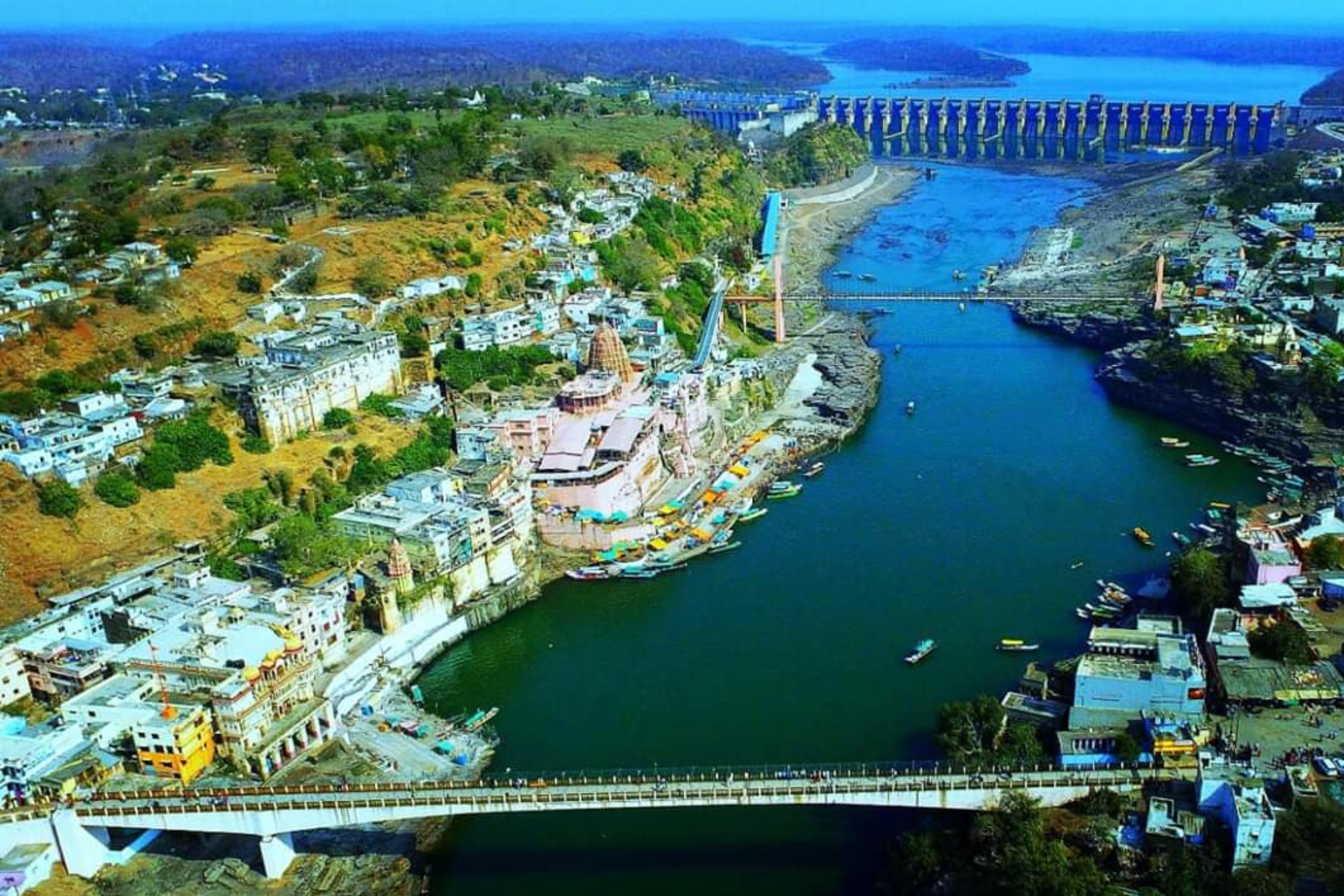 Aerial View of the Omkareshwar Mandhata Island Madhya Pradesh - Neon7 Holidays